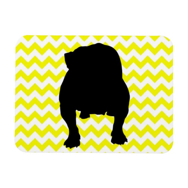 Lemon Gelb Zickzack mit englischem Bulldog-Schatte Magnet (Horizontal)