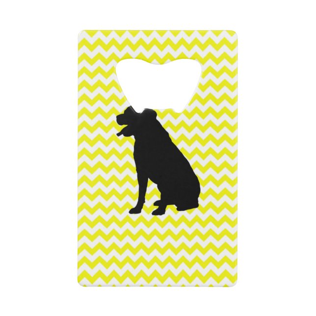 Lemon Gelb Zickzack mit Labrador Retriever Geldkarten Flaschenöffner (Vorderseite)