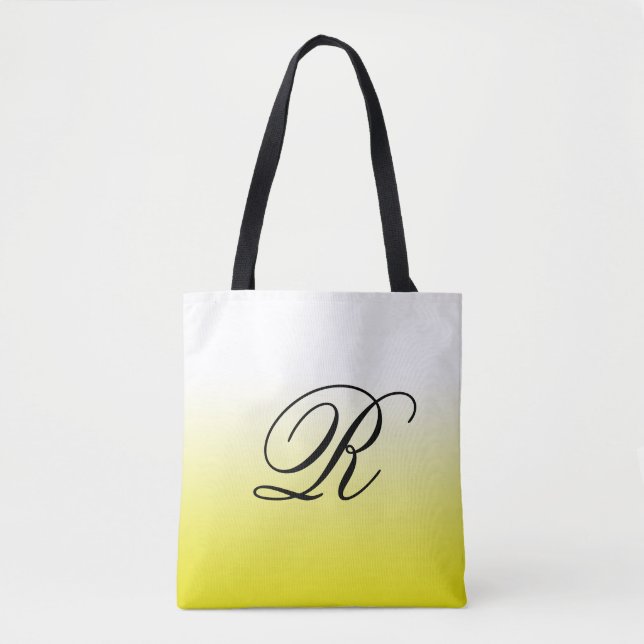 Lemon Gelbes Ombre über jede Farbe mit Monogramm Tasche (Vorderseite)