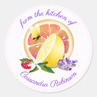 Lemon Grapefruit Citrus Fruchtlavender | Konservie Runder Aufkleber