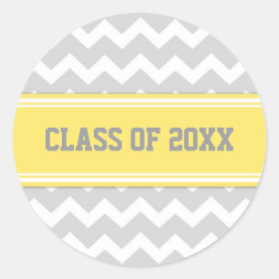 Lemon Gray Chevrons Abschluss Custom Year Runder Aufkleber