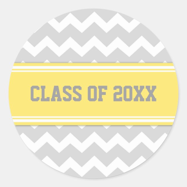 Lemon Gray Chevrons Abschluss Custom Year Runder Aufkleber (Vorderseite)