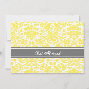 Lemon Gray Damask Bat Mitzvah Einladungen