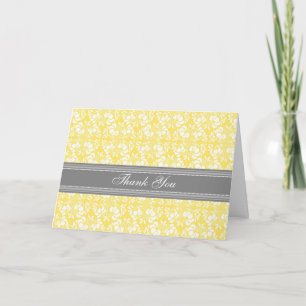 Lemon Gray Damask Kinderdusche Danke Karte