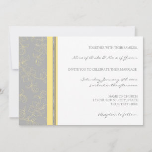 Lemon Gray Floral Wedding Cards Einladung