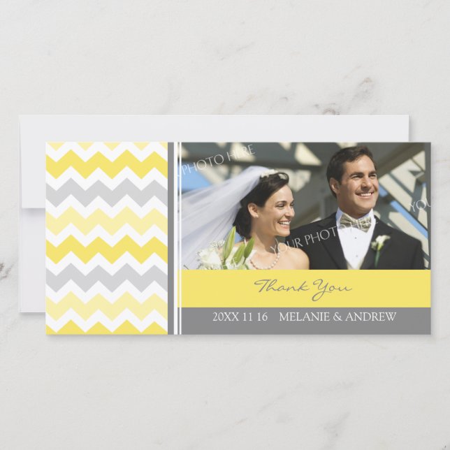 Lemon Gray Vielen Dank für Ihre Hochzeit Foto Card Dankeskarte (Vorderseite)