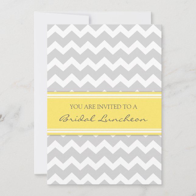 Lemon Gray Zickzack Bridal Lunch Einladung Karte (Vorderseite)