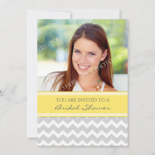 Lemon Gray Zickzack Foto Bridal Dusche Einladung