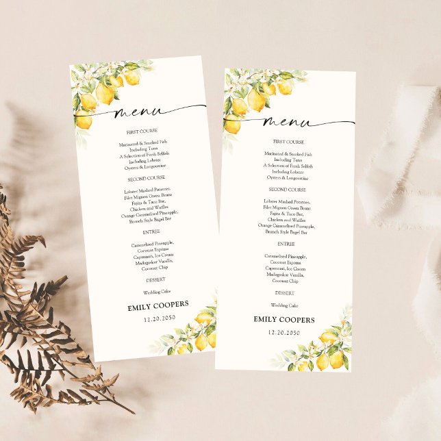 Lemon Green Citrus Baby Duschmenü Menükarte (Von Creator hochgeladen)