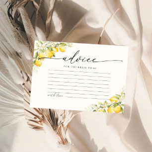 Lemon Green Citrus Brautparty Advice Card