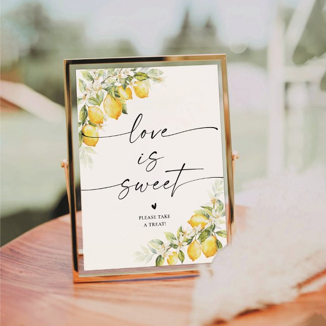 Lemon Green Citrus Wedding Liebe ist süße Zeichen Sockelschild (Von Creator hochgeladen)