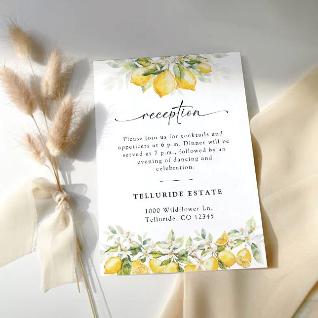 Lemon Green Citrus Wedding Reception Card Begleitkarte (Von Creator hochgeladen)