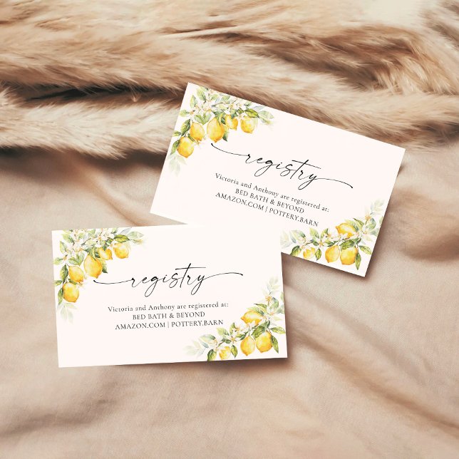 Lemon Green Citrus Wedding Registrierungskarte Begleitkarte (Von Creator hochgeladen)
