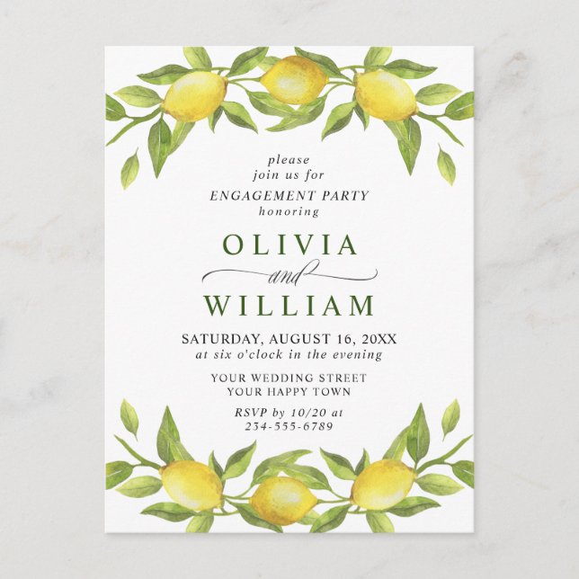 Lemon Green ENGAGEMENT PARTI Invitation (Devant)