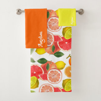Lemon green orange citrus Pattern name Badhandtuch Set