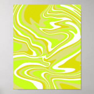 Lemon Green und White Abstrakt Art Poster