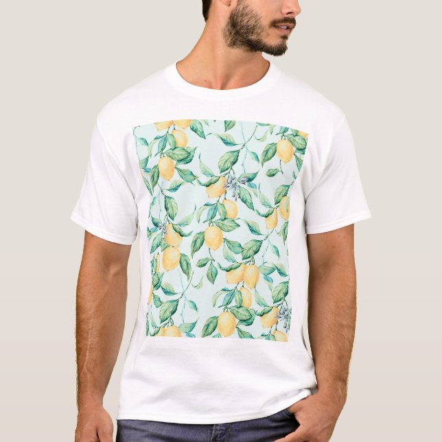 Lemon Green Watercolor: Nahtlose Romantik T-Shirt (Vorderseite)
