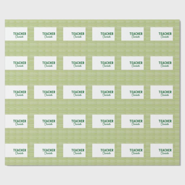 Lemon green white stripes teacher professor name c geschenkpapier (Flach)