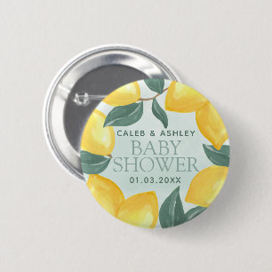 Lemon Greenery Baby Shower Button Button