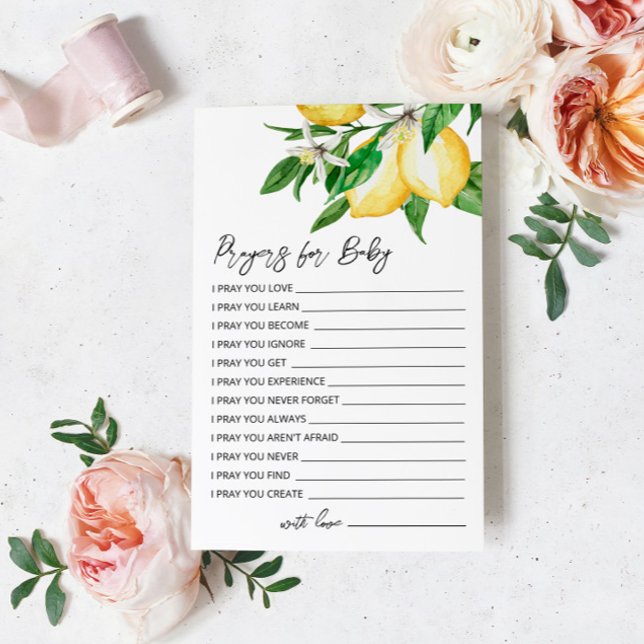Lemon Greenery Baby Shower Prayer Card (Von Creator hochgeladen)