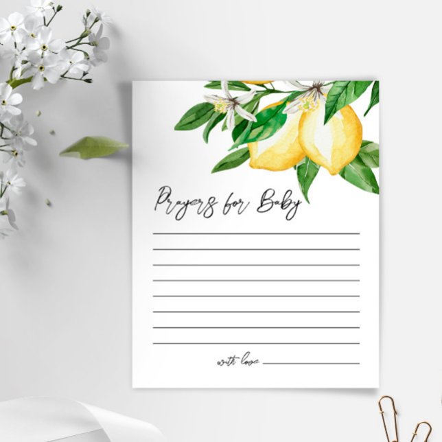 Lemon Greenery Baby Shower Prayer Card (Von Creator hochgeladen)