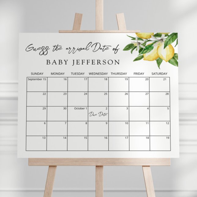 Lemon Greenery Baby Showrate Terminkalender Poster (Von Creator hochgeladen)