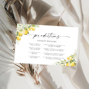 Lemon Greenery Citrus Baby Shower Predictions Card Einladung