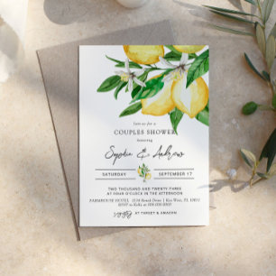 Lemon Greenery Couples Dusche Einladung