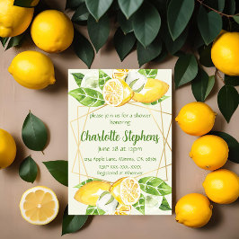 Lemon Greenery Dusche Einladung