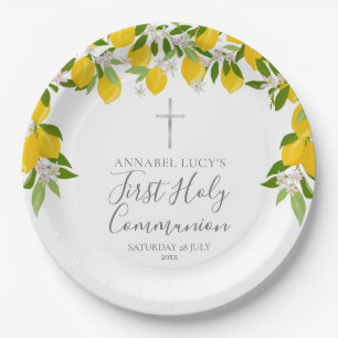 Lemon Greenery Erste Heilige Kommunion Pappteller