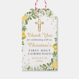Lemon Greenery First Holy Communion Vielen Dank Geschenkanhänger