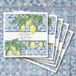 Lemon Greenery Floral Blauer Roter Garten Serviette