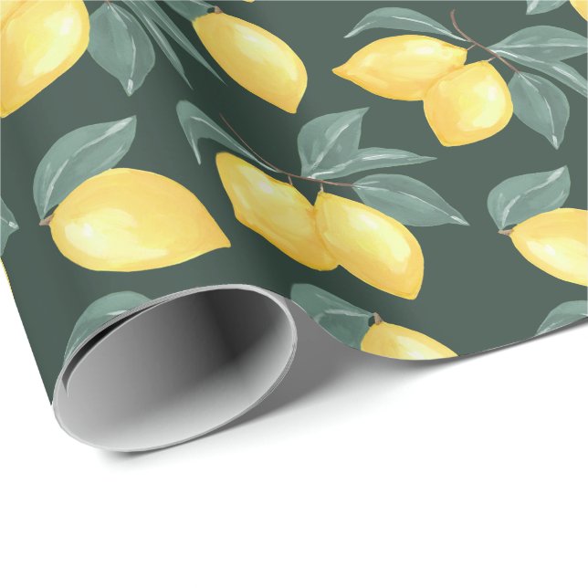 Lemon Greenery Gift Wrap Wrapping Paper Geschenkpapier (Rolleneckpunkt)