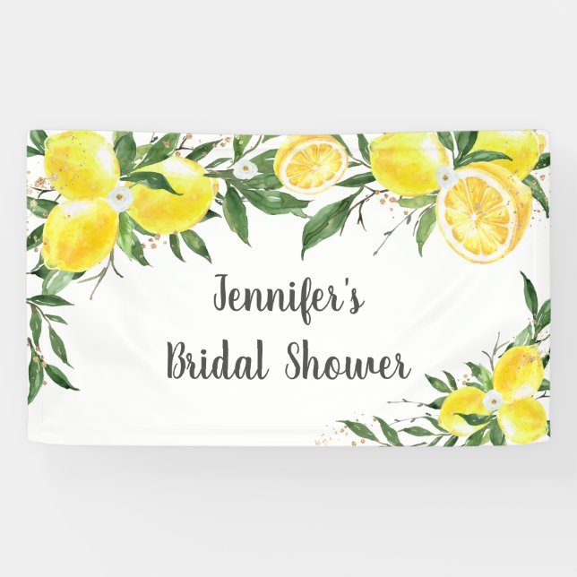 Lemon Greenery Gold Brautparty Banner (Horizontal)