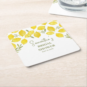Lemon Greenery Italienisches Brautparty Rechteckiger Pappuntersetzer