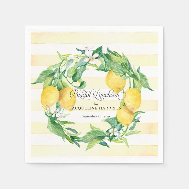 Lemon Greenery Wreath White Floral Bridal Luncheon Serviette (Vorderseite)