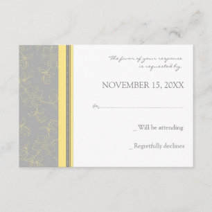Lemon Grey Floral UAWG Wedding Card RSVP Karte