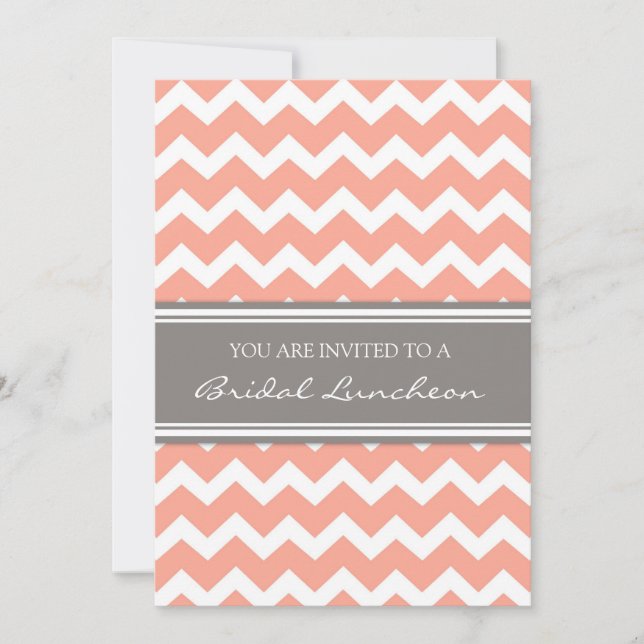 Lemon Grey Zickzack Bridal Lunch Einladungskarten (Vorderseite)
