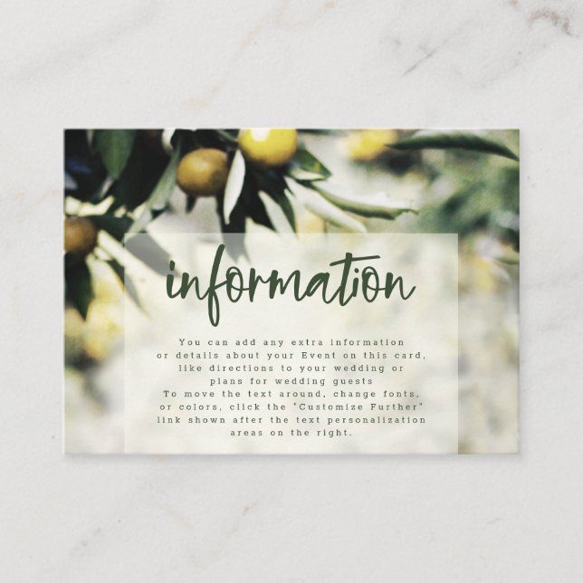 Lemon Grove | Aktuelle Informationen über Gelbe Ho Begleitkarte (Vorderseite)