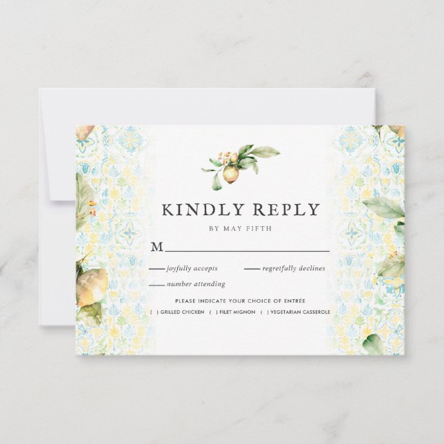 Lemon Grove italienne | Boho Wedding RSVP avec rep (Devant)