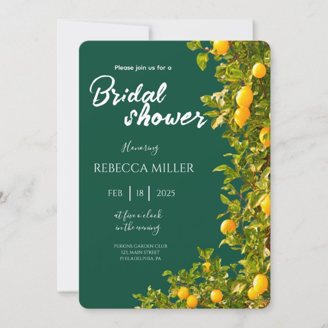 Lemon Grove Romance douche nuptiale Invitation (Devant)