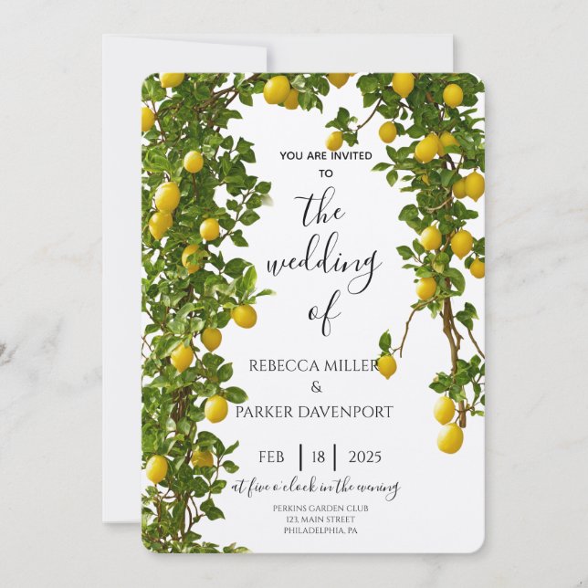 Lemon Grove Romance Einladung zur Hochzeit (Vorderseite)