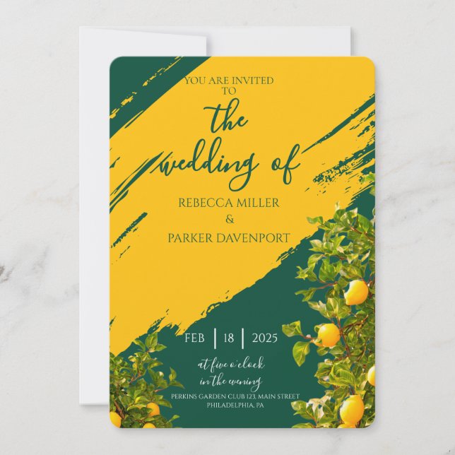 Lemon Grove Romance Einladung zur Hochzeit (Vorderseite)