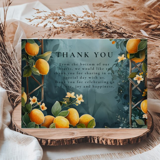 Lemon Grove Romance Wedding Dankeskarte (Von Creator hochgeladen)