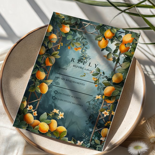 Lemon Grove Romance Wedding RSVP Karte (Von Creator hochgeladen)