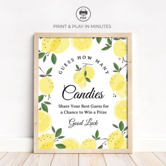 Lemon Guess How Many Candies Game Sign Poster (Von Creator hochgeladen)