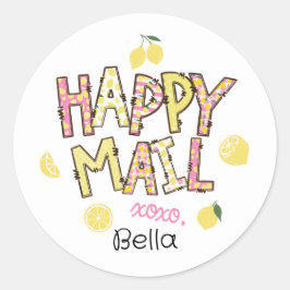 Lemon Happy Mail-Aufkleber Runder Aufkleber