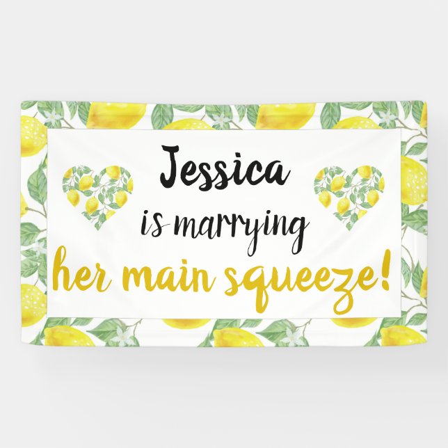 Lemon Heart Main Squeeze Brautparty Celebration Banner (Horizontal)
