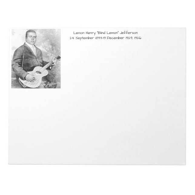Lemon Henry Blind lemon jefferson 1926 Notizblock (Vorderseite)