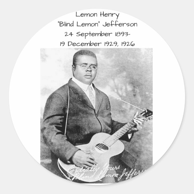 Lemon Henry Blind lemon jefferson 1926 Runder Aufkleber (Vorderseite)